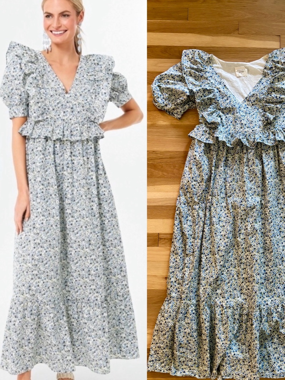 Hyacinth House- Blue Floral Garden Maxi Dress - Medium